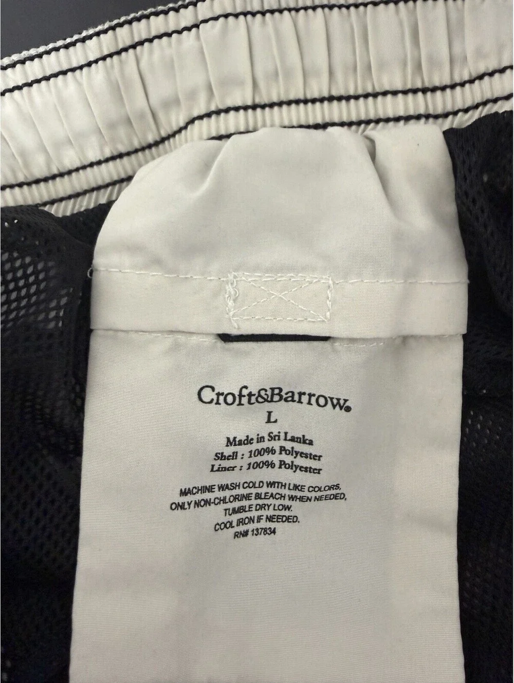 Board Shorts - Croft & Barrow- Black & White Tropical Print - Men’s Size L